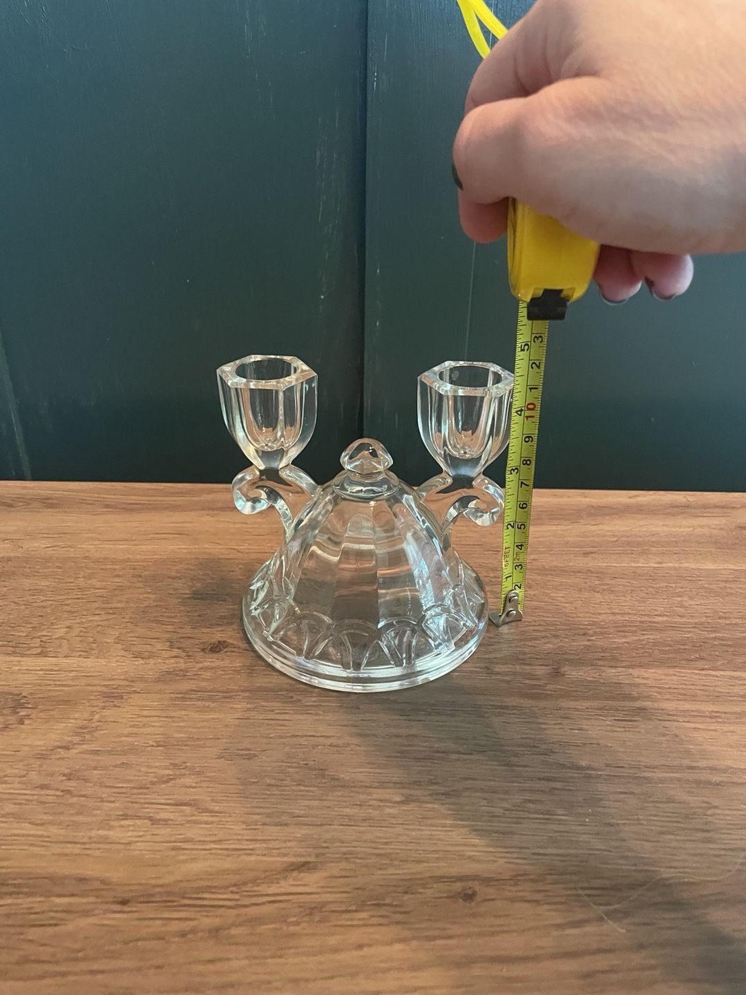 Vintage Imperial Glass Crocheted Crystal Double Light Candlestick Clear Glass 3