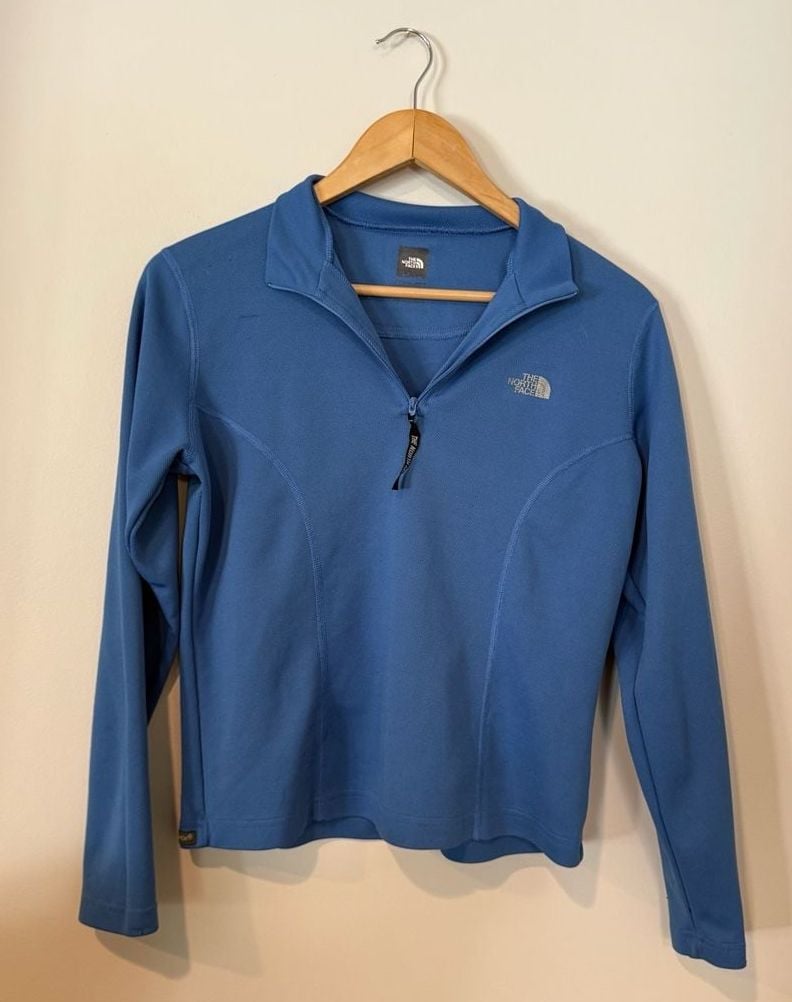 The North Face Quarter Zip Pullover Size L Blue Thermal Long Sleeve 2