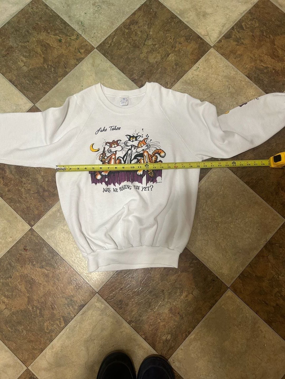 Anvil Lake Tahoe Are We Having Fun Yet Cat Sweatshirt Size L White 6