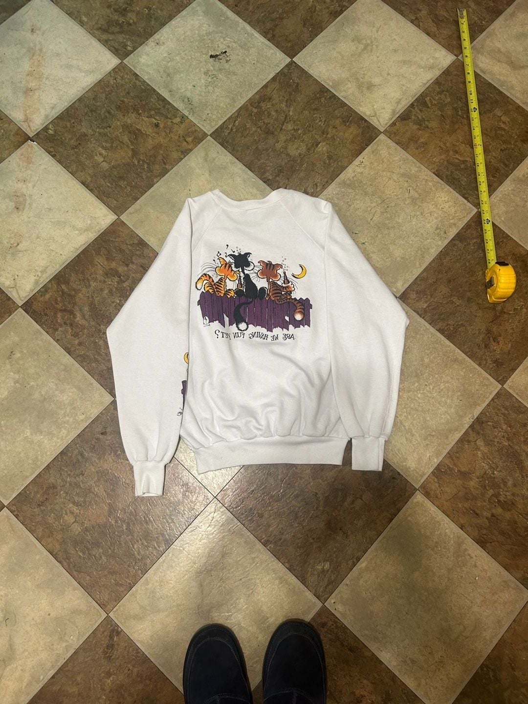 Anvil Lake Tahoe Are We Having Fun Yet Cat Sweatshirt Size L White 7