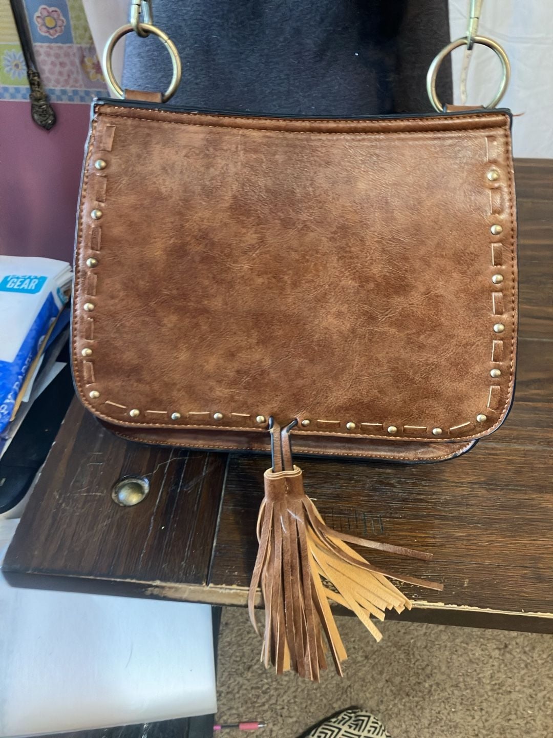 Jen & Co Brown Crossbody Handbag With Leopard Strap 2