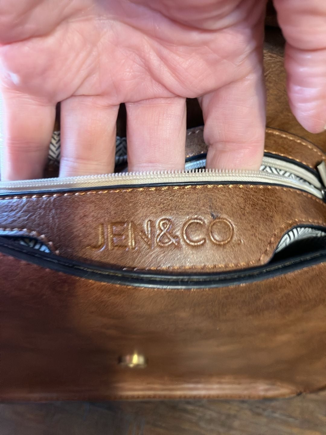 Jen & Co Brown Crossbody Handbag With Leopard Strap 4