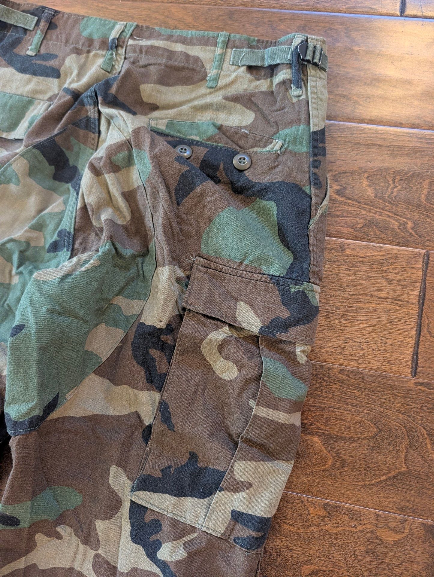 Vintage 80s/90s US Military Surplus Woodland Camo BDU Cargo Pants Medium-Long 7
