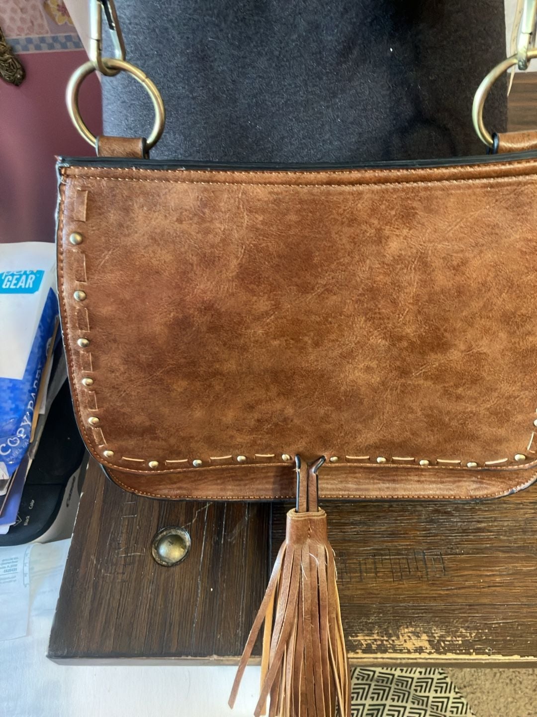 Jen & Co Brown Crossbody Handbag With Leopard Strap 9