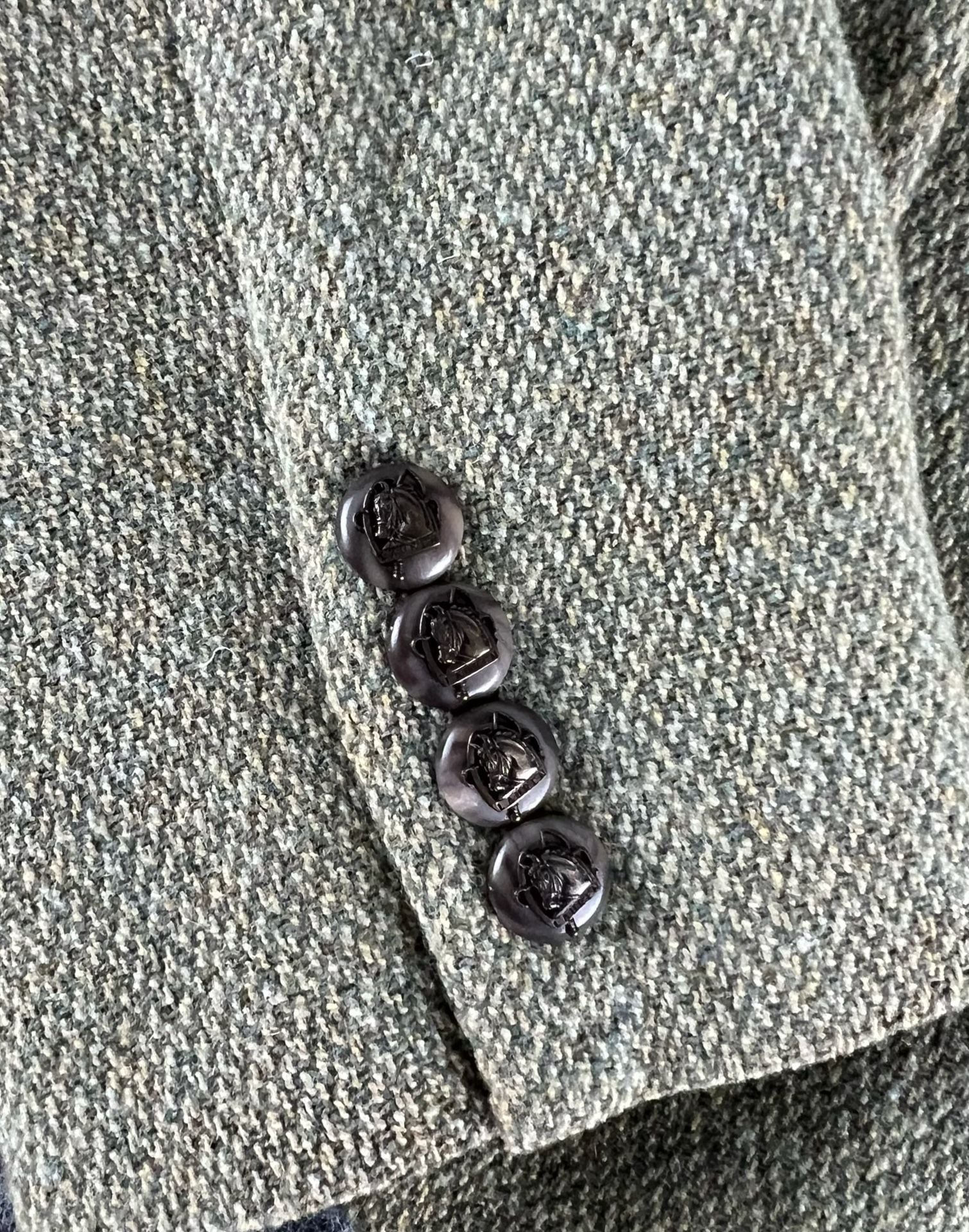 Lauren Ralph Lauren Tweed Blazer Size 12 Green Wool Blend Equestrian 5