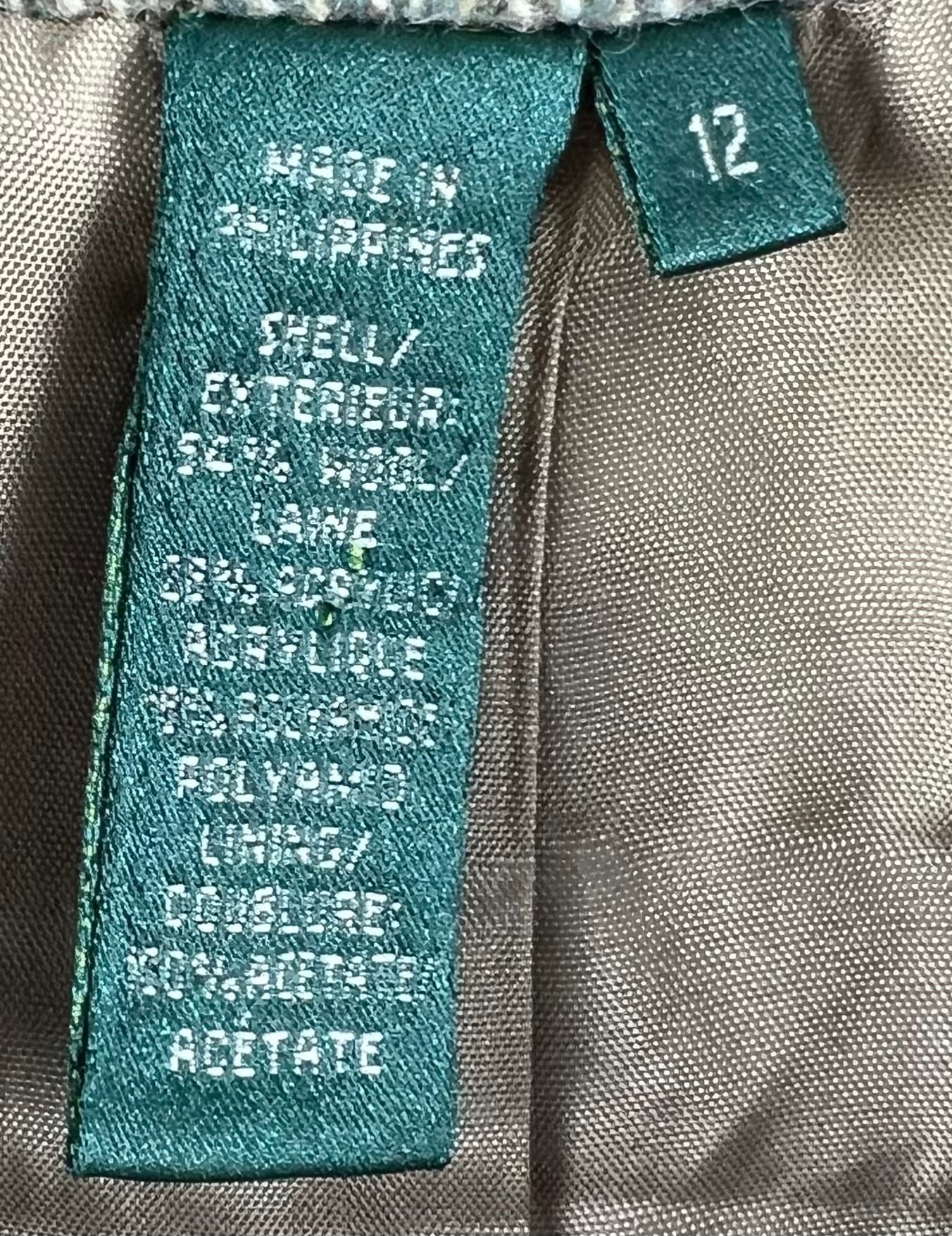 Lauren Ralph Lauren Tweed Blazer Size 12 Green Wool Blend Equestrian 7