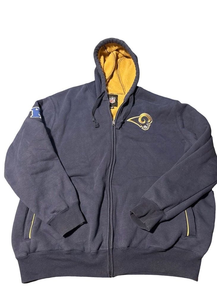 St. Louis Rams NFL 3XL Sherpa Lined Full Zip Hoodie Navy Blue Football Jacket 2