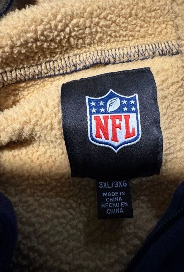 St. Louis Rams NFL 3XL Sherpa Lined Full Zip Hoodie Navy Blue Football Jacket 6