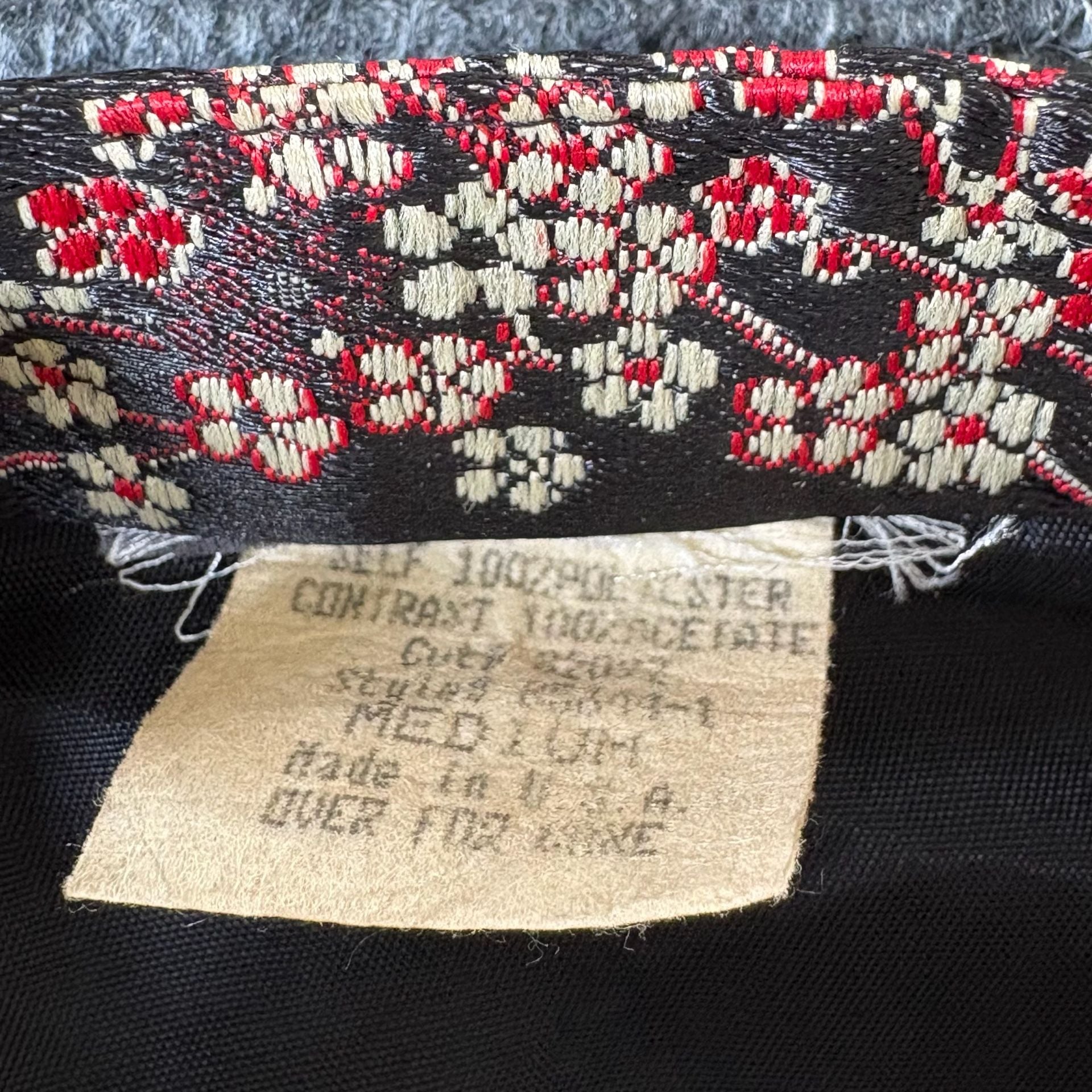 Vintage Floral Silk Mandarin Collar Vest Black Red Size M 4