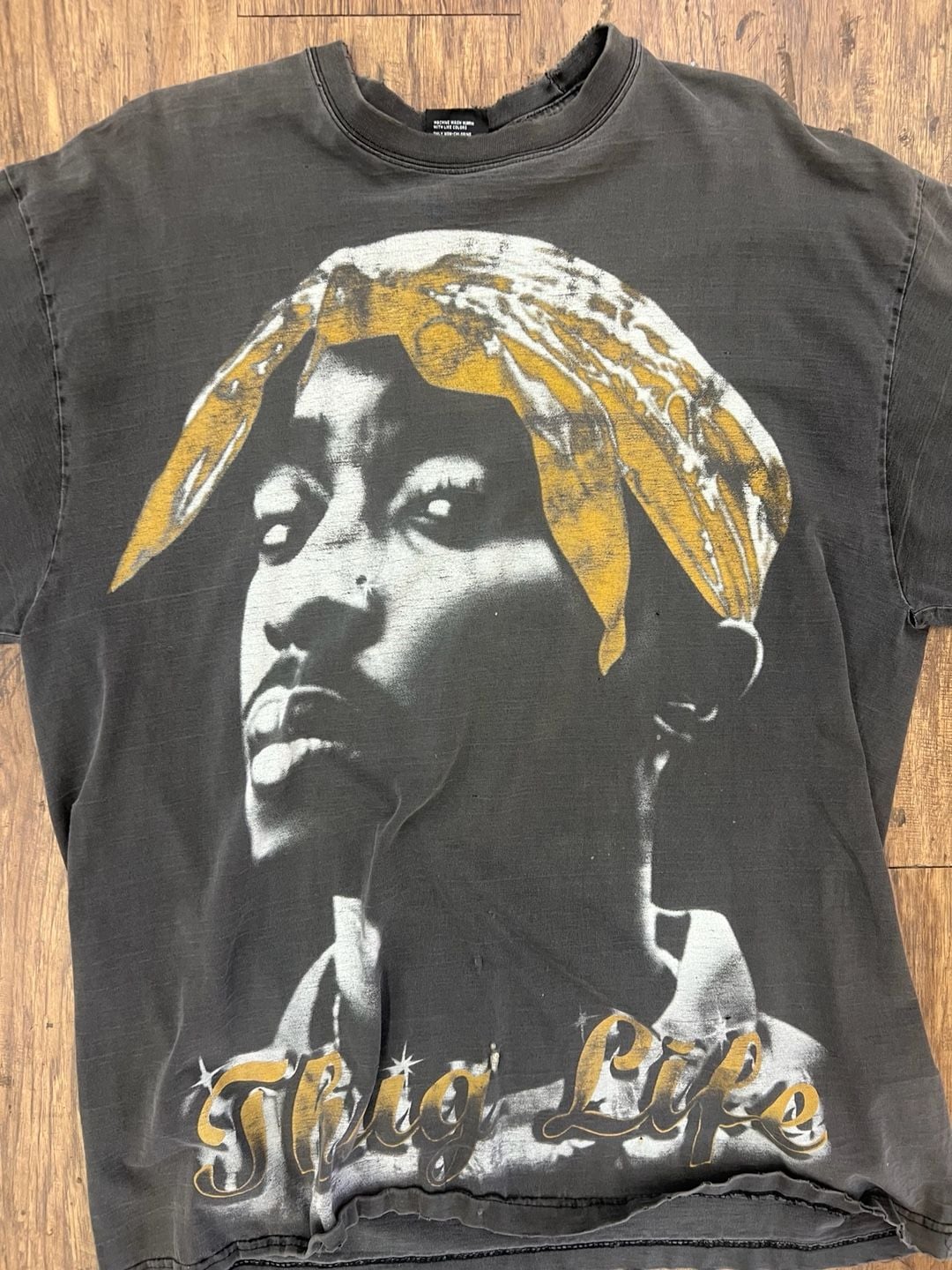 Griffin Active Wear Tupac Thug Life T-Shirt Size 2XL Black Rap Tee 2