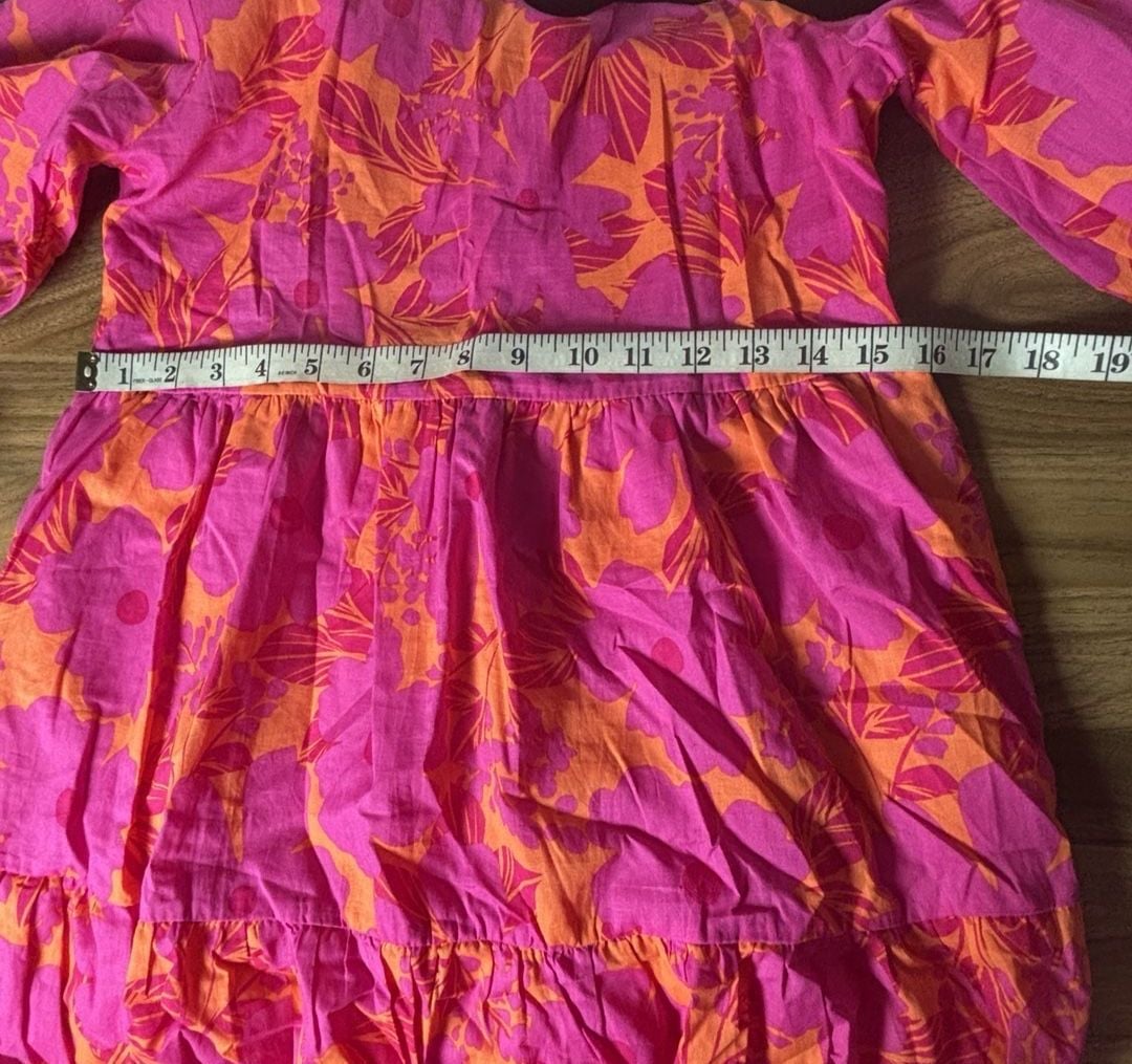 Karlie Floral Tiered Shirt Dress Pink Orange Sz M 10