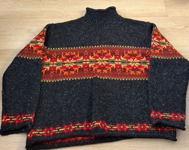 Abercrombie & Fitch Fair Isle Mock Neck Wool Sweater Size S 1