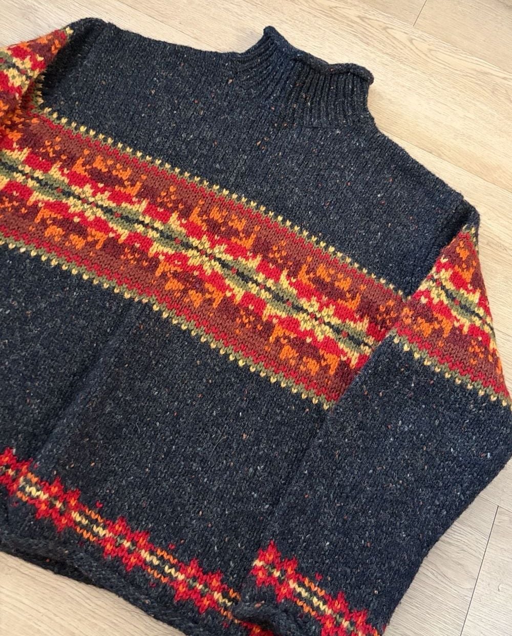 Abercrombie & Fitch Fair Isle Mock Neck Wool Sweater Size S 3
