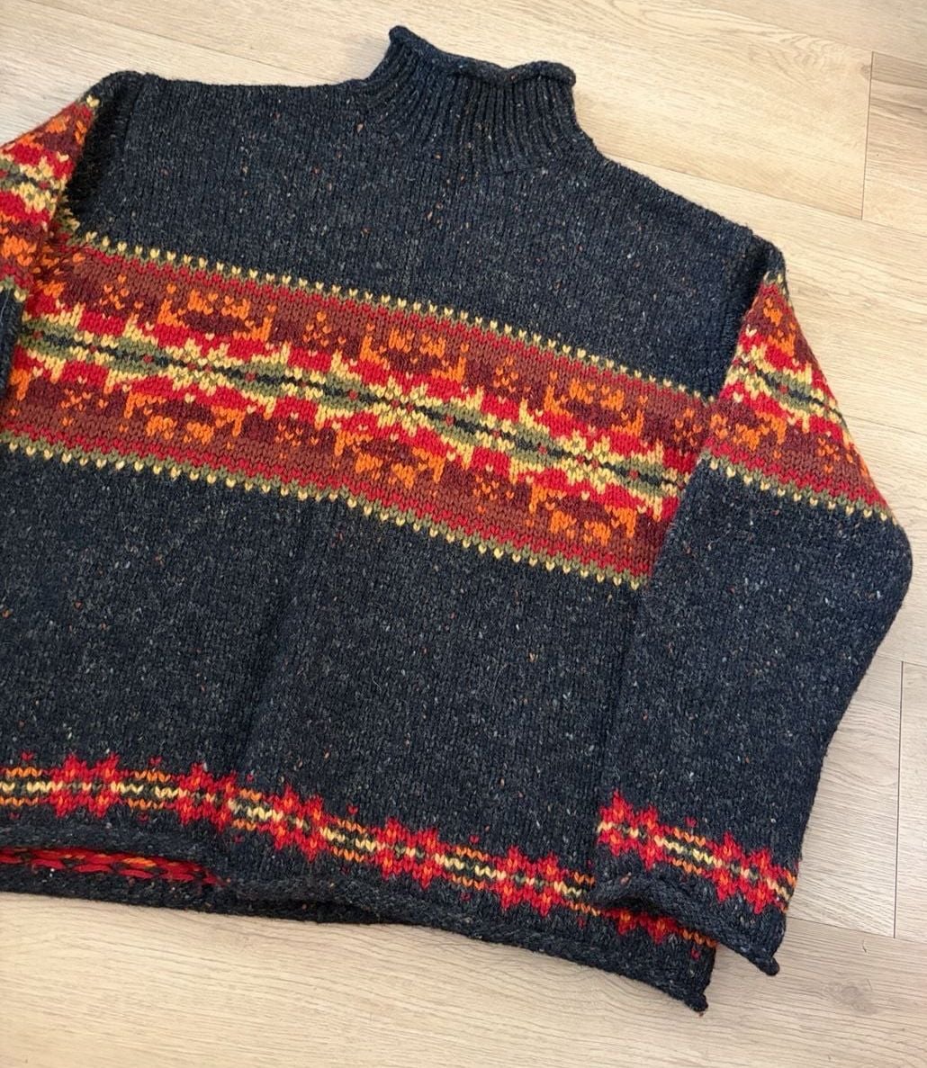 Abercrombie & Fitch Fair Isle Mock Neck Wool Sweater Size S 2
