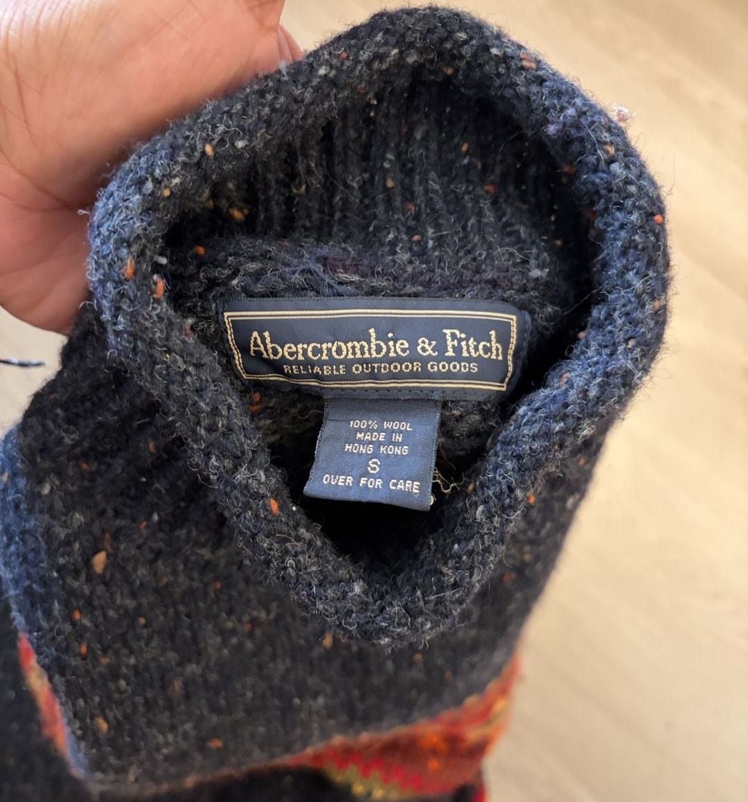 Abercrombie & Fitch Fair Isle Mock Neck Wool Sweater Size S 4