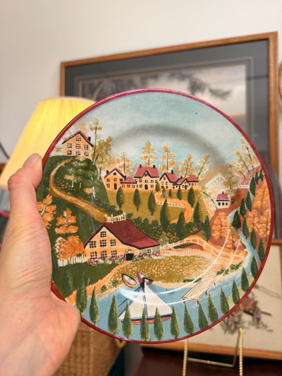 Vintage Cottage Decorative Salad Plate Country Lakeside Village Gear Home Decor 4