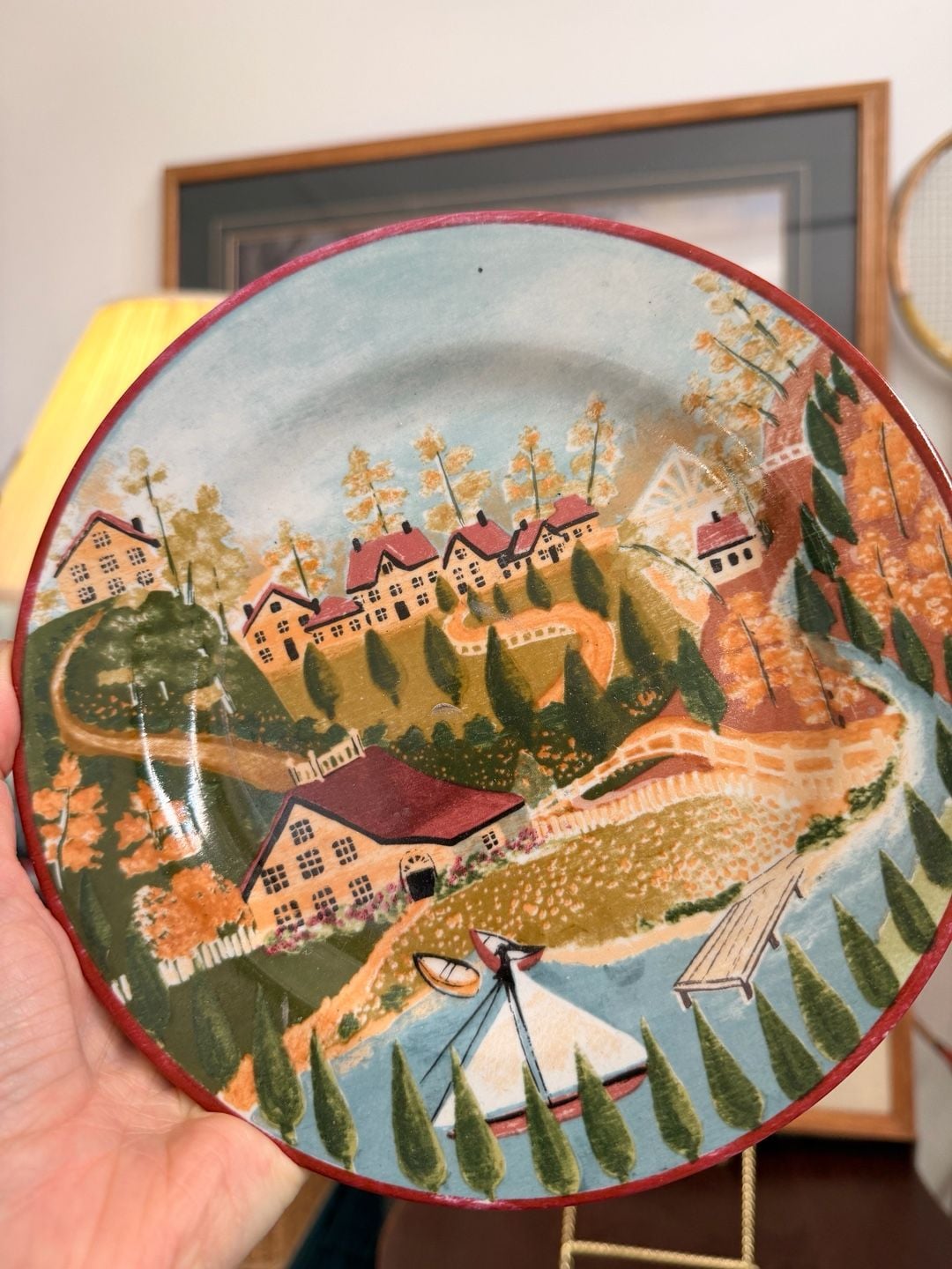 Vintage Cottage Decorative Salad Plate Country Lakeside Village Gear Home Decor 5