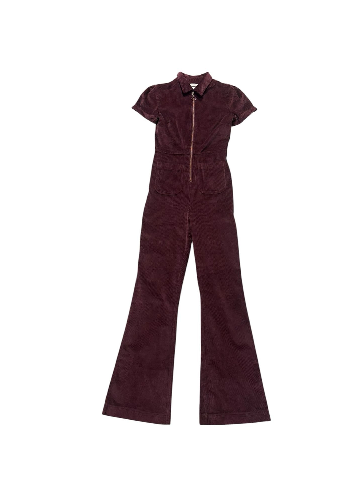 Urban Outfitters Corduroy Jumpsuit Size S Maroon Zip-Front 2