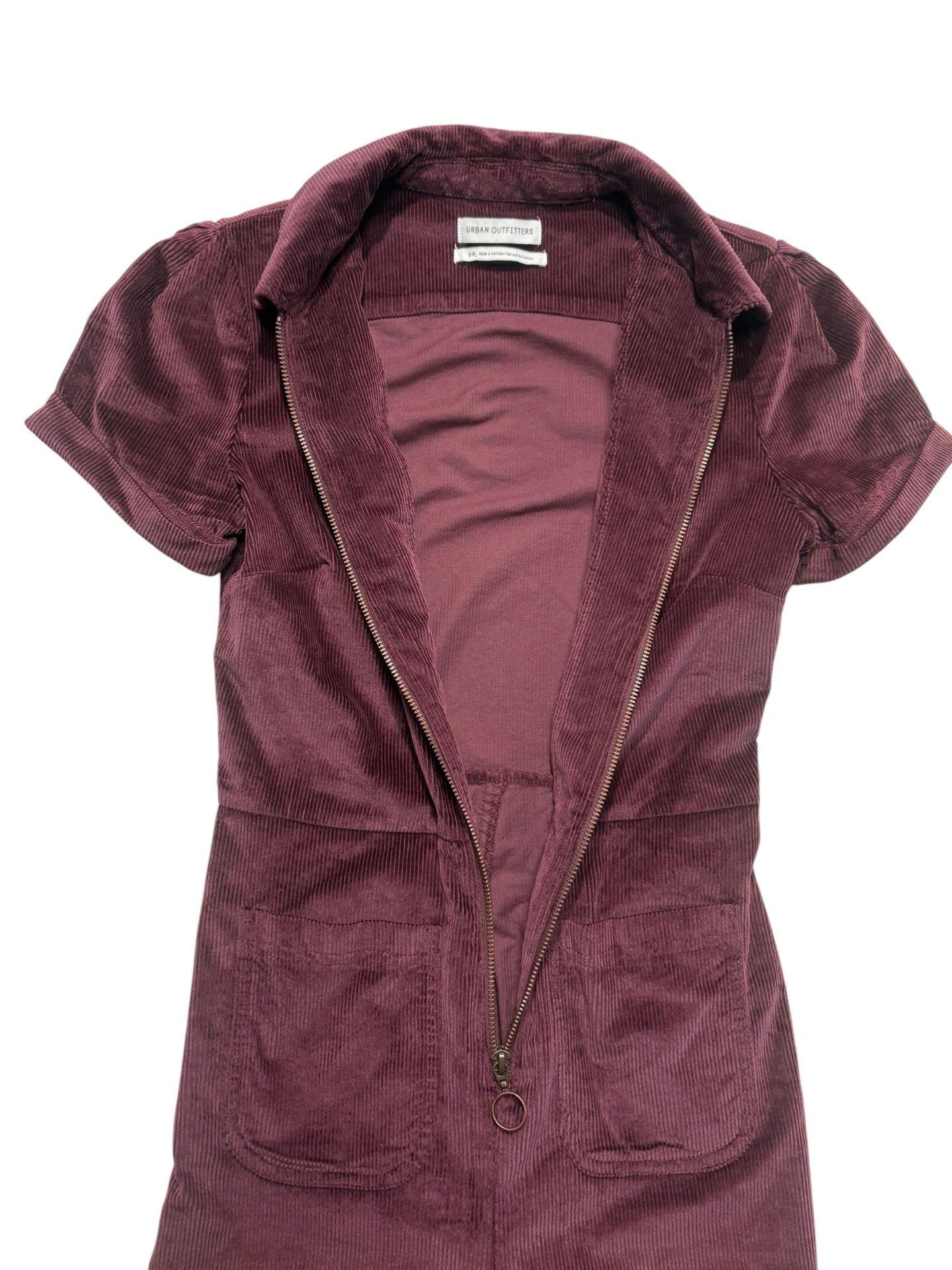 Urban Outfitters Corduroy Jumpsuit Size S Maroon Zip-Front 3