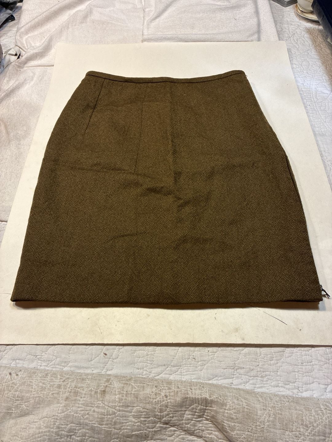 Lida Baday Wool Pencil Skirt Size 4 Brown Textured Silk Blend 2