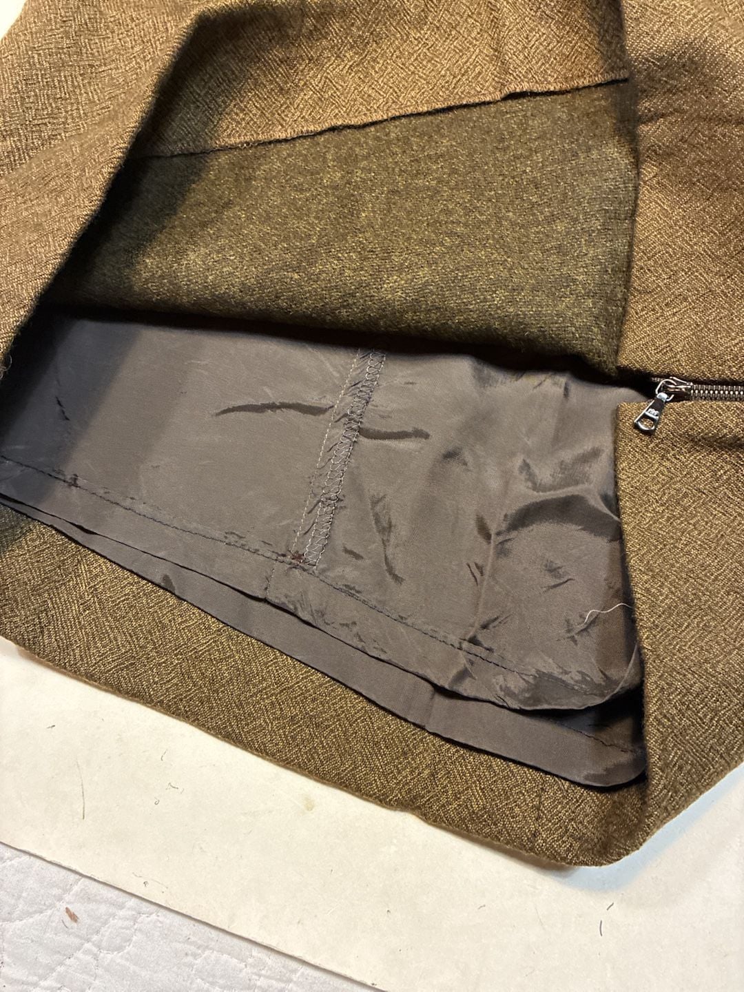 Lida Baday Wool Pencil Skirt Size 4 Brown Textured Silk Blend 11