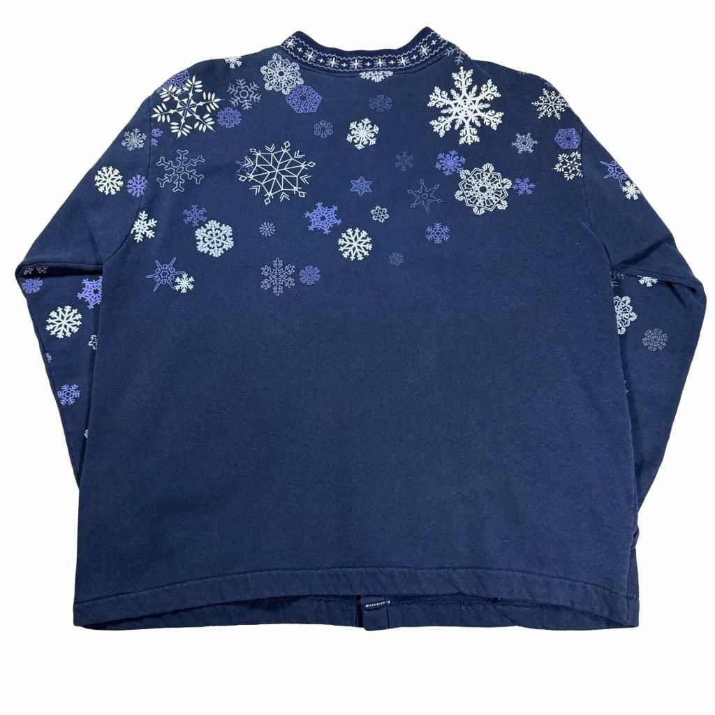 Vintage Y2K Snowflake Grandma Sweater Size XL Navy Blue Minnesota ABC Designs 3