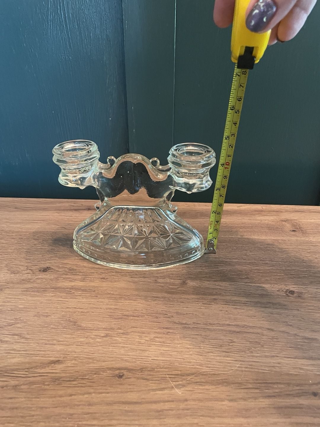 Vintage L.E. Smith Pressed Glass Double Candle Holder Clear 6 in 3