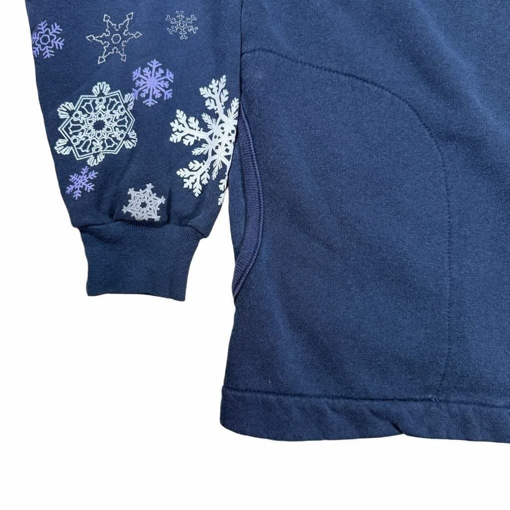 Vintage Y2K Snowflake Grandma Sweater Size XL Navy Blue Minnesota ABC Designs 7