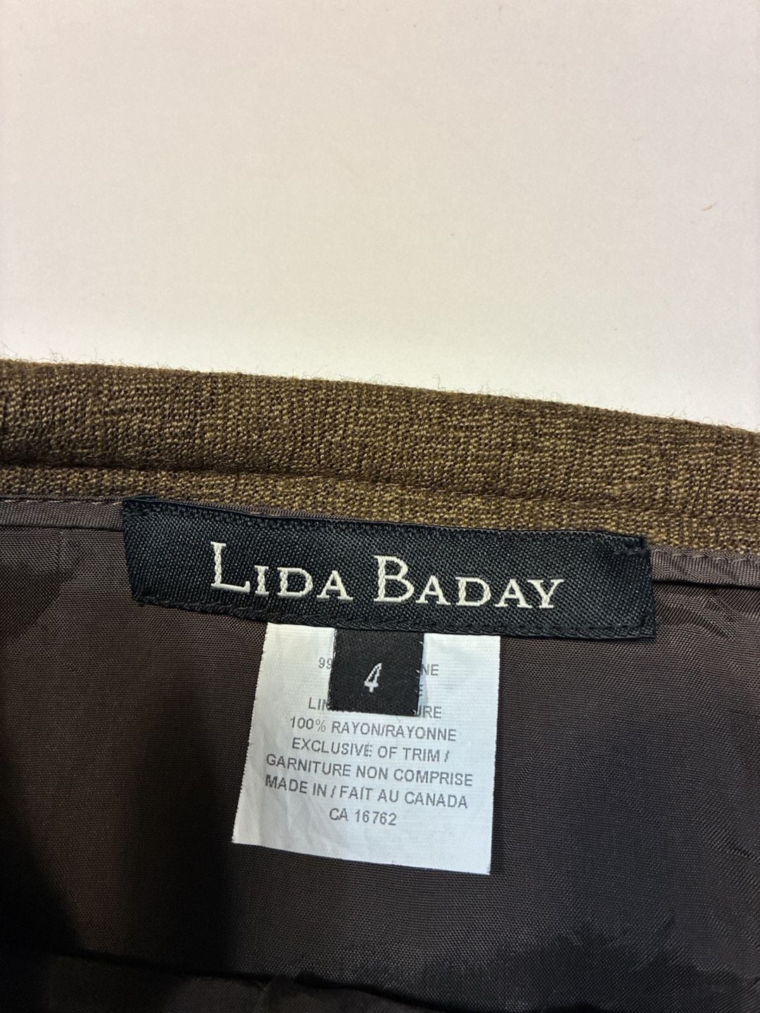 Lida Baday Wool Pencil Skirt Size 4 Brown Textured Silk Blend 3