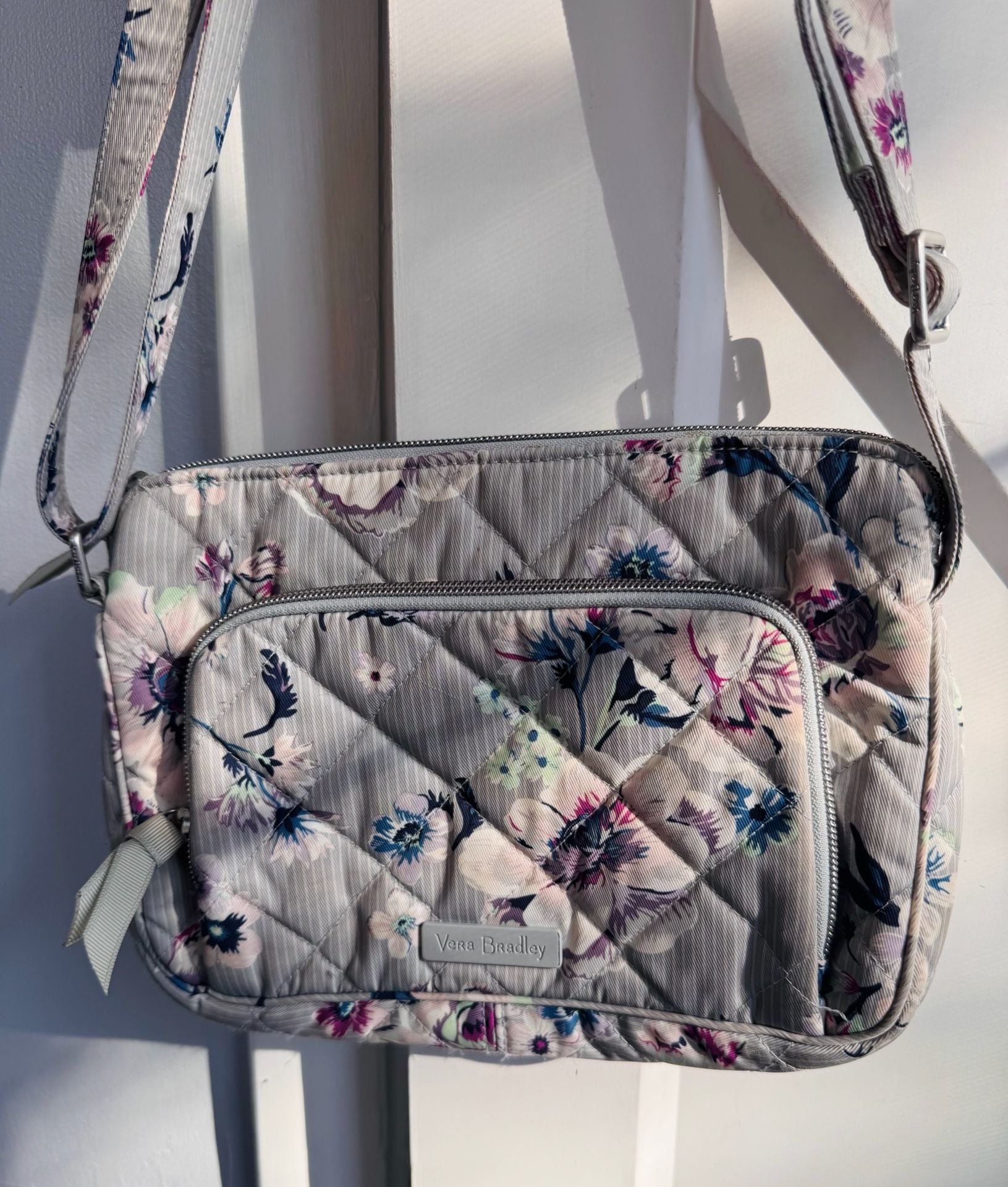 Vera Bradley Performance Twill Park Stripe Triple Compartment Crossbody 7