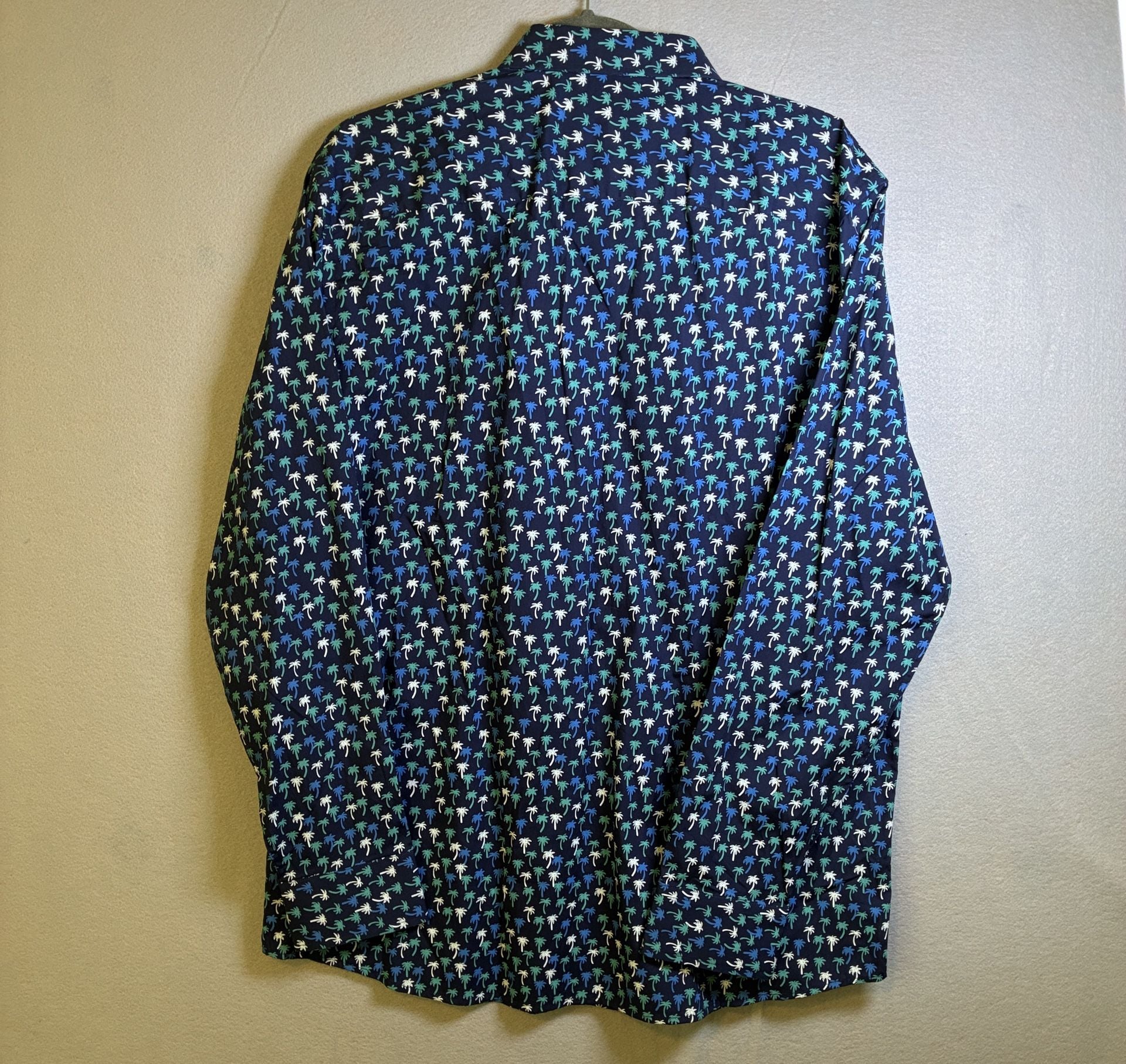 Johnston & Murphy Palm Tree Print Button Down Shirt Size L Navy 7