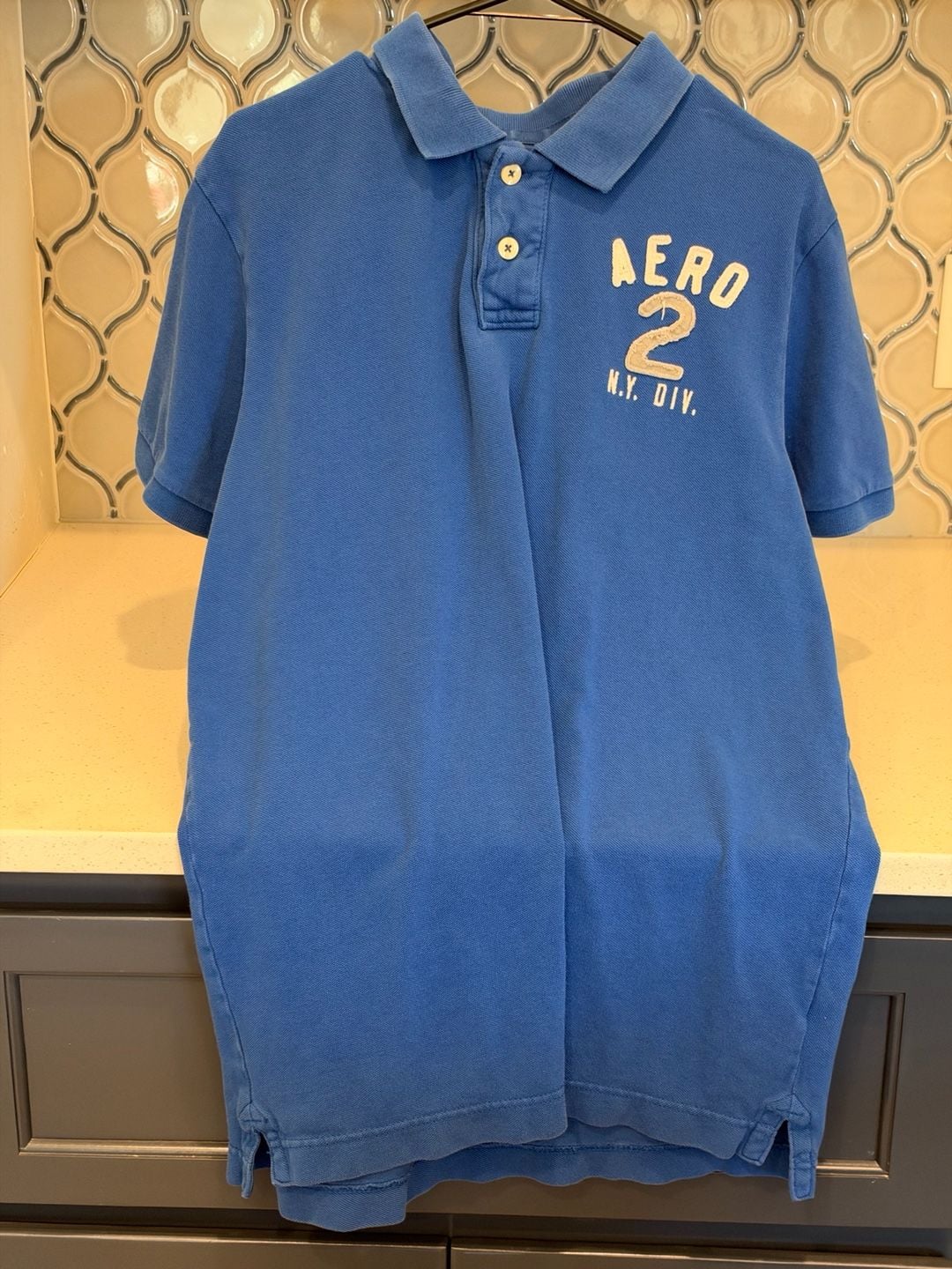 Aeropostale Polo Shirt XL Blue Cotton Applique Logo 2