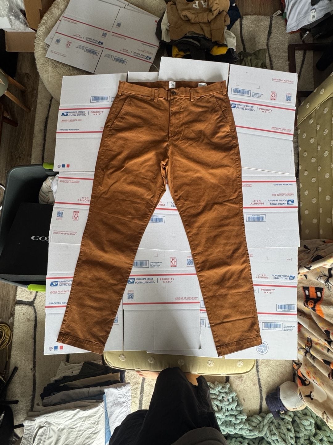 Gap Essential Khaki Straight Taper Pants 36x32 Brown Cotton Chinos 2