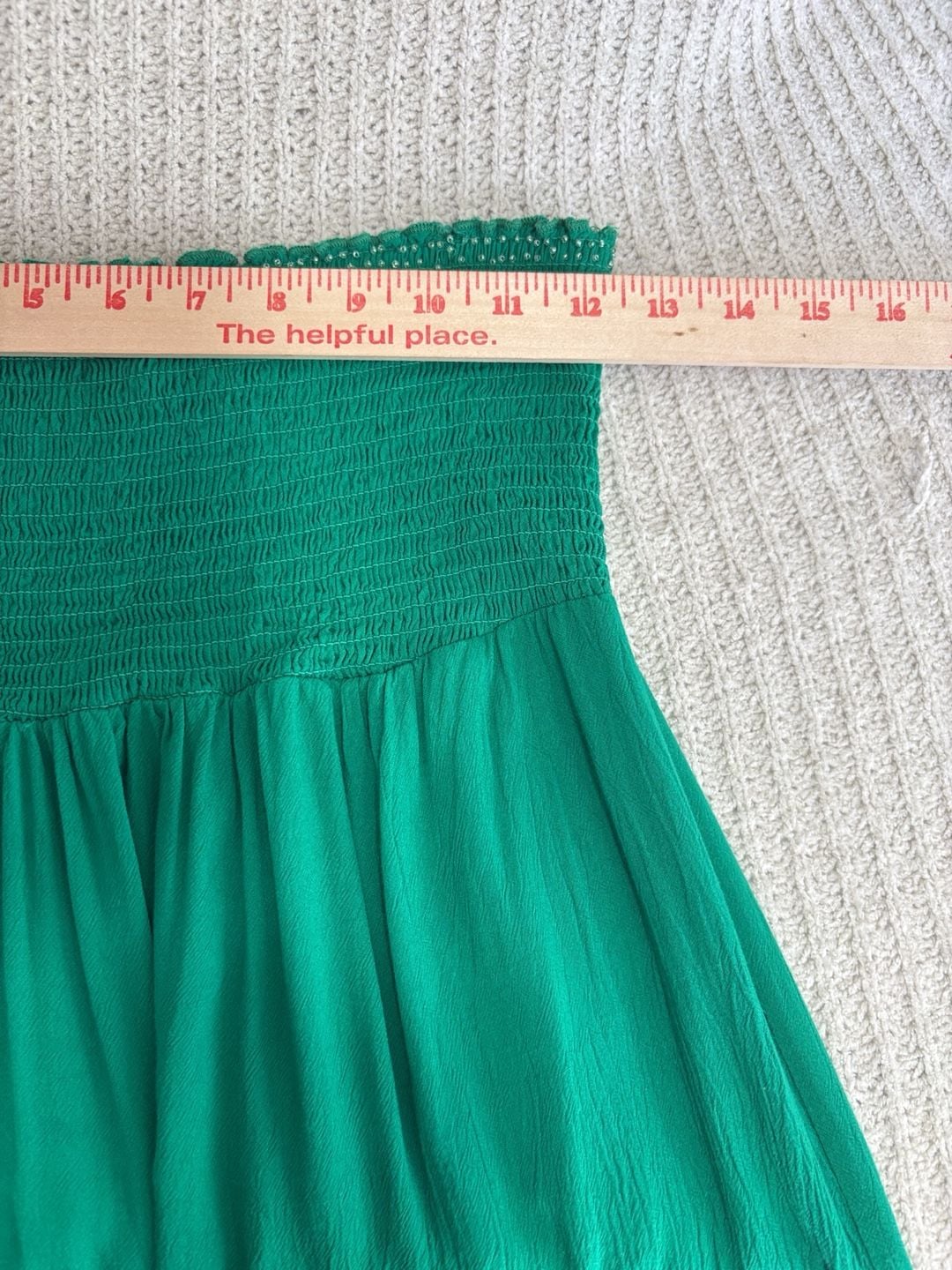 Sweet by Miss Me Dress Size L Green Embroidered Strapless Smocked 4