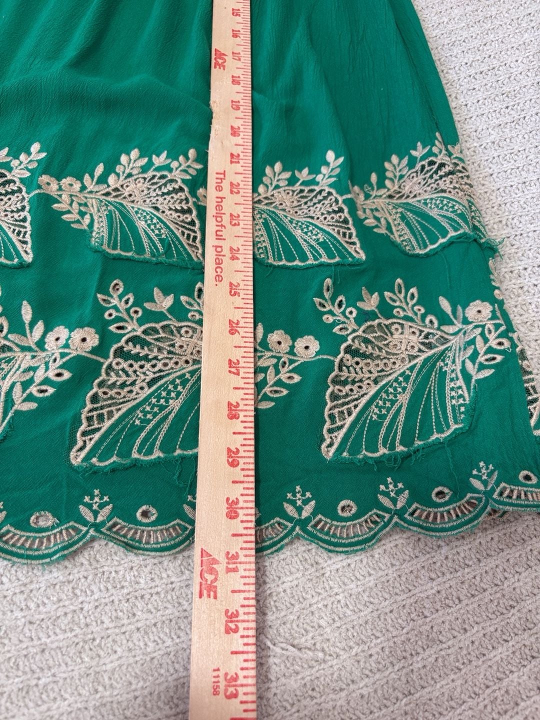 Sweet by Miss Me Dress Size L Green Embroidered Strapless Smocked 6