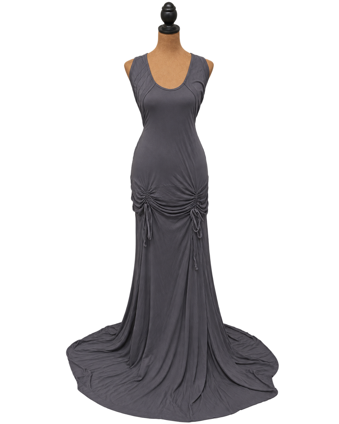 DIESEL Charcoal Gray Ruched Drawstring Maxi Dress Y2K Archive 2