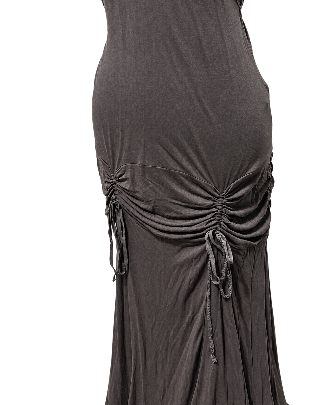 DIESEL Charcoal Gray Ruched Drawstring Maxi Dress Y2K Archive 5