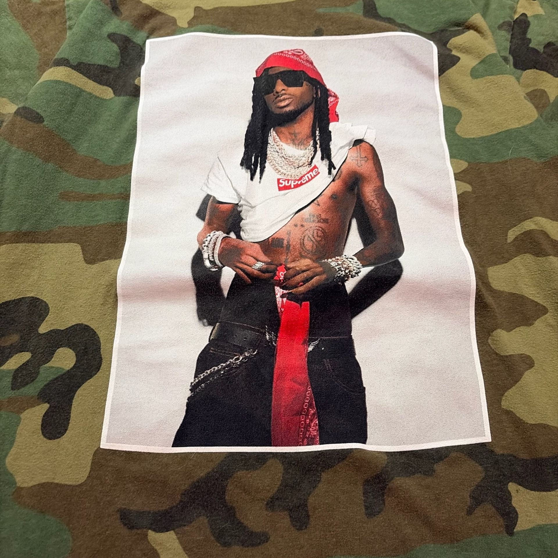 Supreme Playboi Carti Tee Woodland Camo M 3