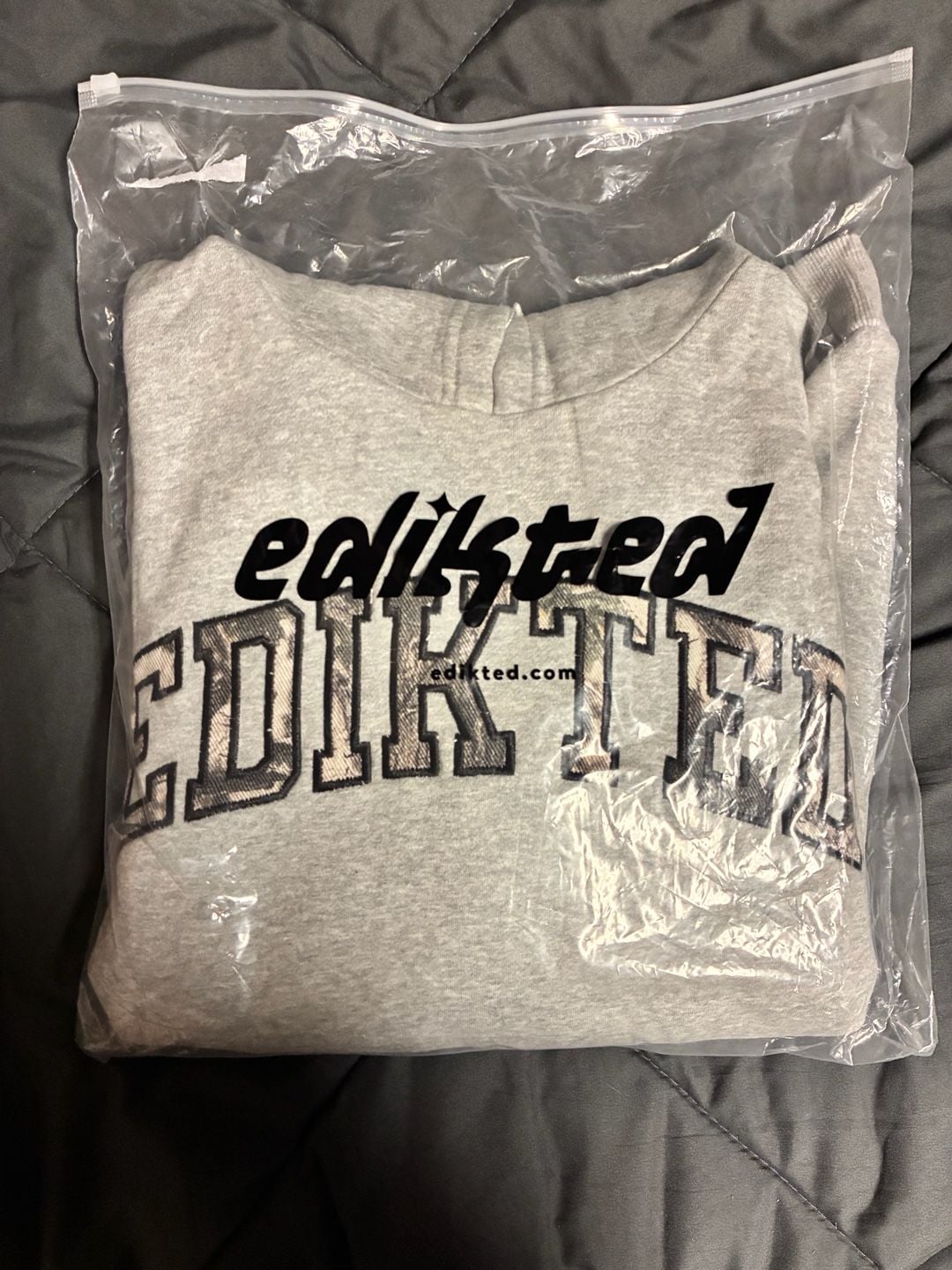 Edikted Logo Hoodie Size L Dark Gray Melange New with Tags 7