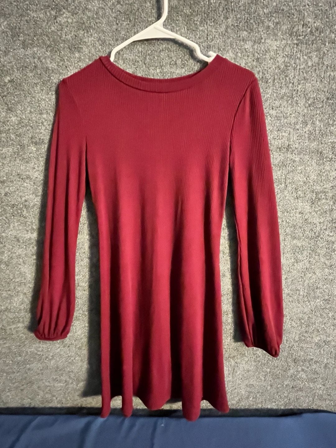 SO Long Sleeve Ribbed Knit Dress Size XS Burgundy 003-169 2