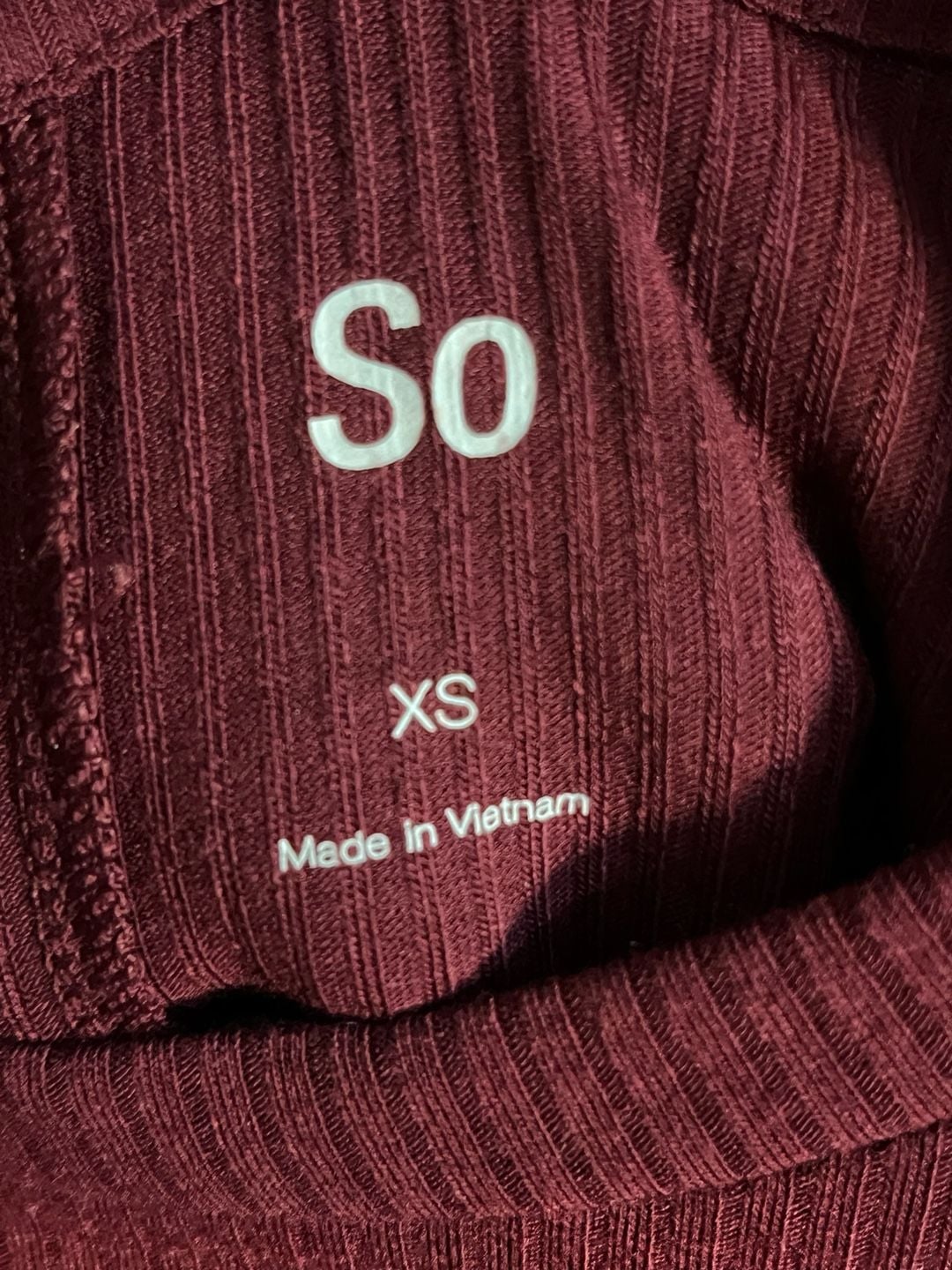 SO Long Sleeve Ribbed Knit Dress Size XS Burgundy 003-169 4