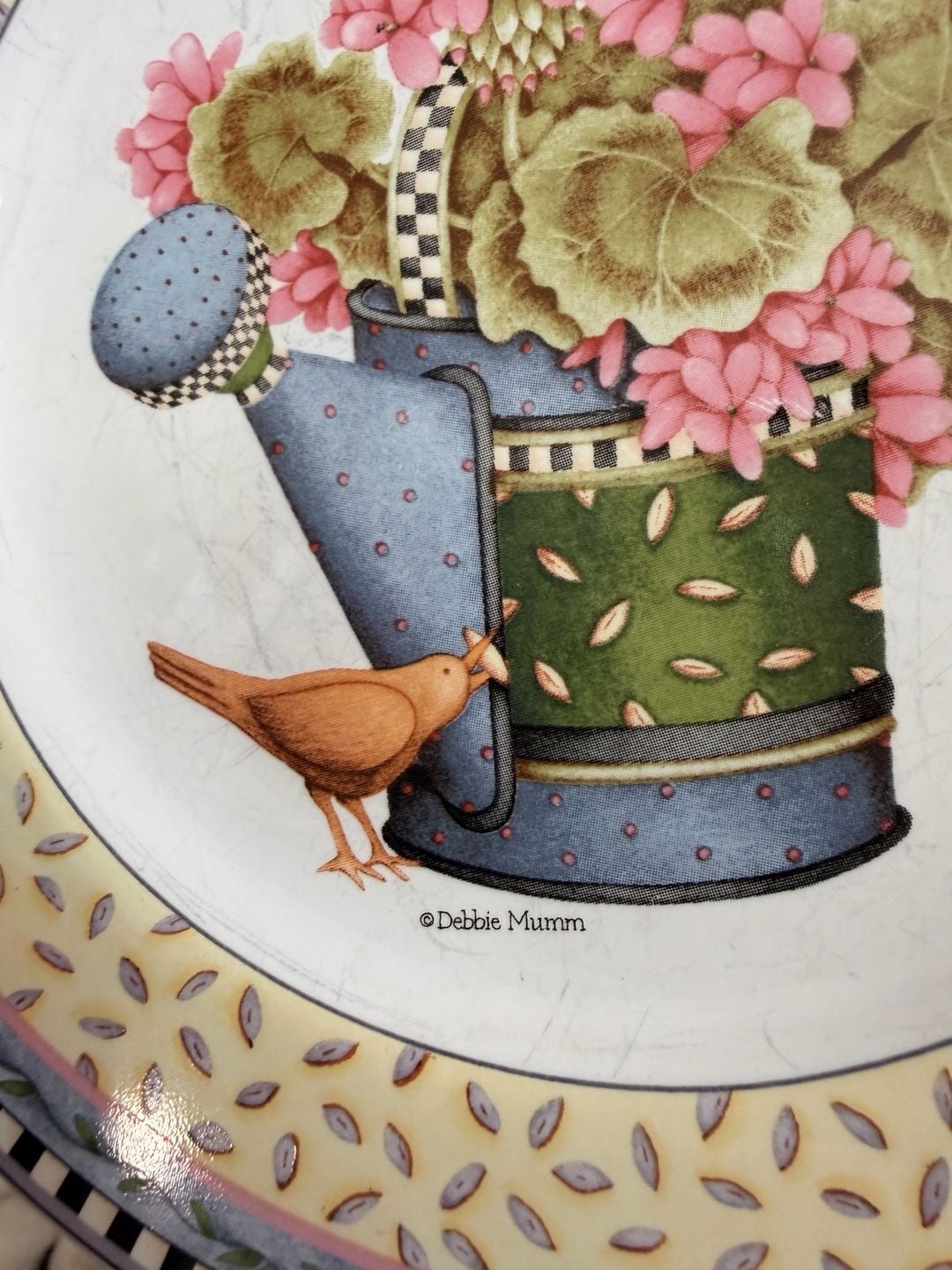 Sakura Cottage Spring Bouquet Watering Can Salad Plate 1999 Debbie Mumm 3