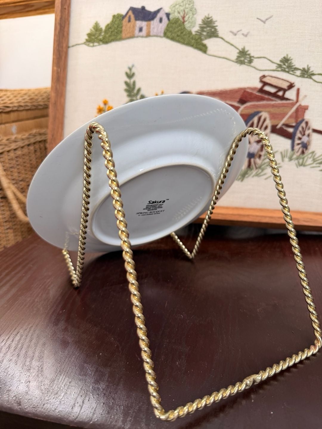 Sakura Cottage Spring Bouquet Watering Can Salad Plate 1999 Debbie Mumm 5