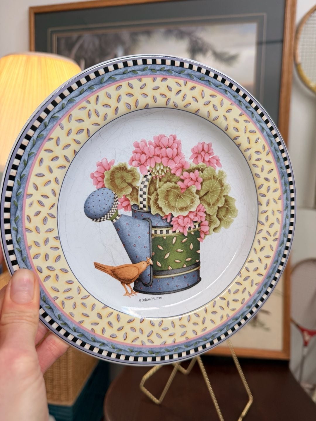 Sakura Cottage Spring Bouquet Watering Can Salad Plate 1999 Debbie Mumm 8