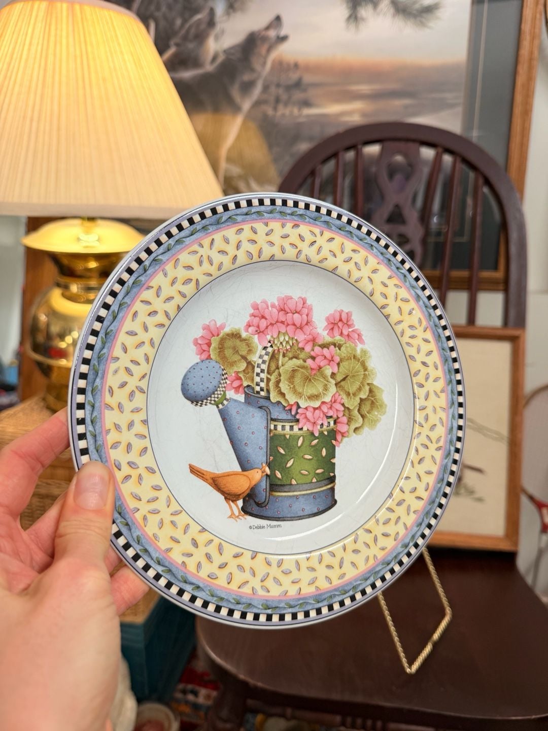Sakura Cottage Spring Bouquet Watering Can Salad Plate 1999 Debbie Mumm 9