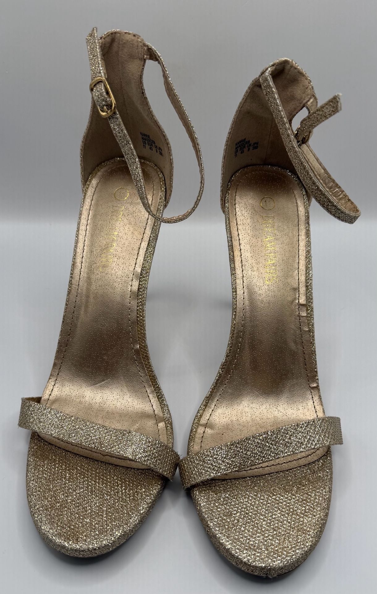 Dream Pairs Karrie Heels Size 11 Gold Glitter Ankle Strap Stilettos 2