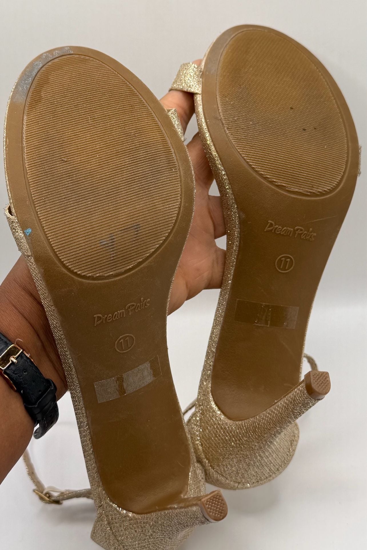 Dream Pairs Karrie Heels Size 11 Gold Glitter Ankle Strap Stilettos 5