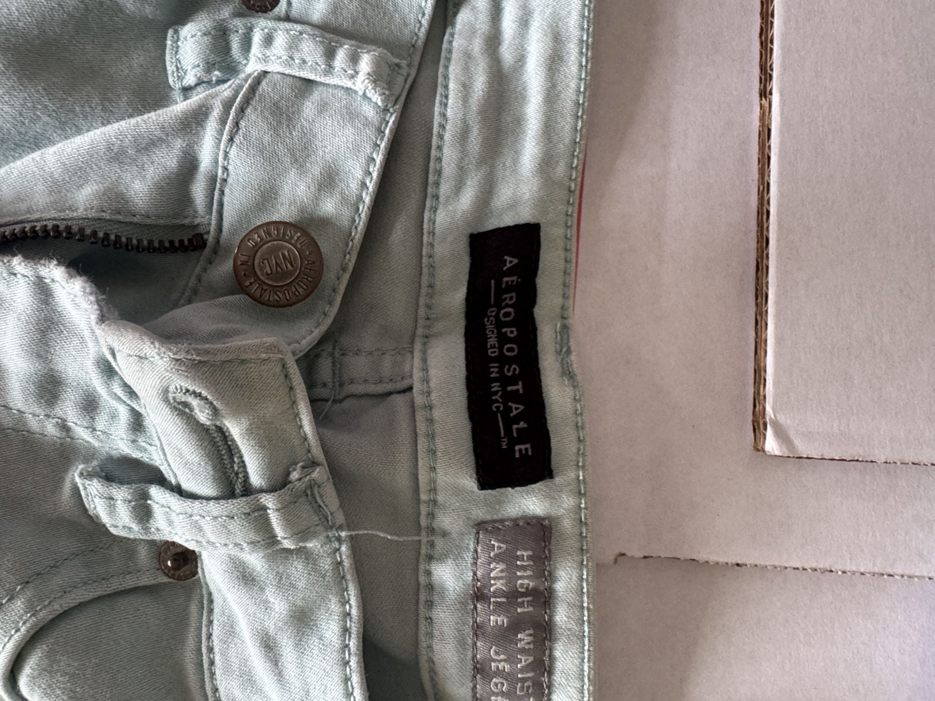Aeropostale High Waisted Ankle Jegging Size 0 Reg Light Green Jeans 4