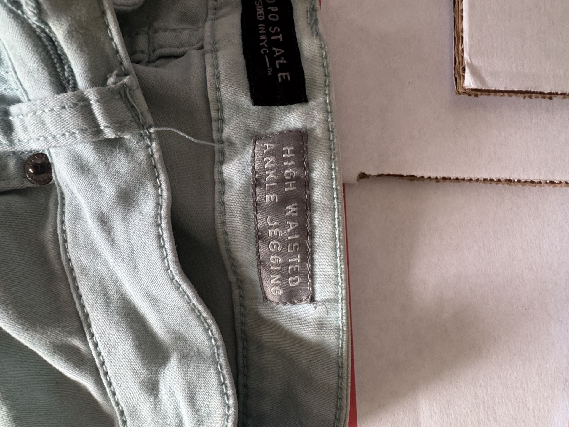 Aeropostale High Waisted Ankle Jegging Size 0 Reg Light Green Jeans 5