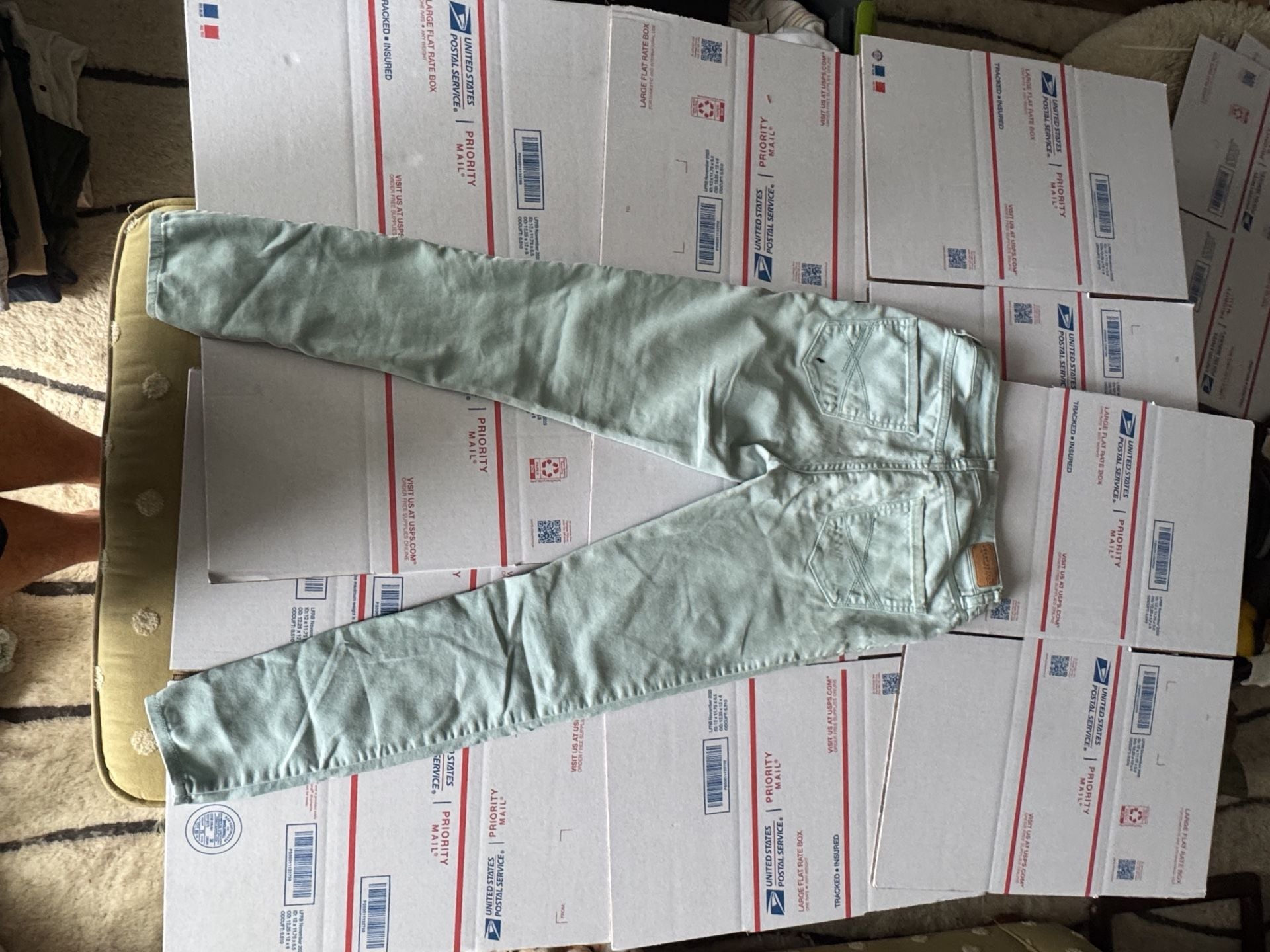 Aeropostale High Waisted Ankle Jegging Size 0 Reg Light Green Jeans 7